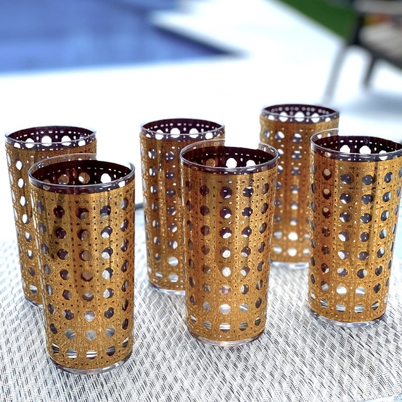 culver Other - Vintage MCM Culver Canella Gold Highball Glasses set of 6 Bar ware MAKE OFFER